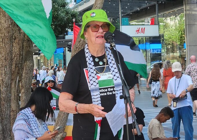 Janfrie Wakim at yesterday’s pro-Palestine rally