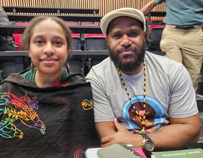 West Papua youth leader and Pusaka environmental activist Dorthea Wabiser and international law researcher Kerry Tabuni