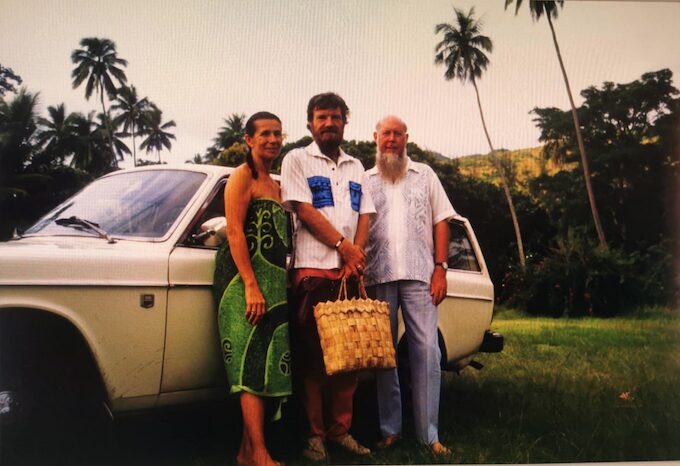 The author, David Robie, with Marie-Thérèse and Bengt Danielsson in Tahiti Nui in 1985