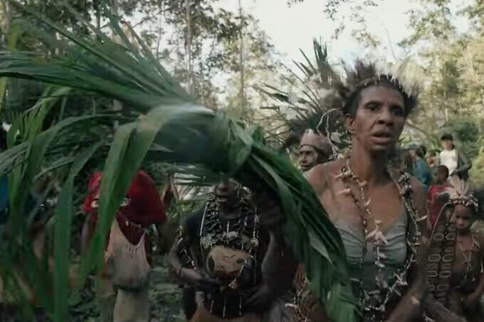 Village resisters against the massive destruction of rainforest as portrayed in the new West Papuan documentary Pesta Babi - Pig Feast.