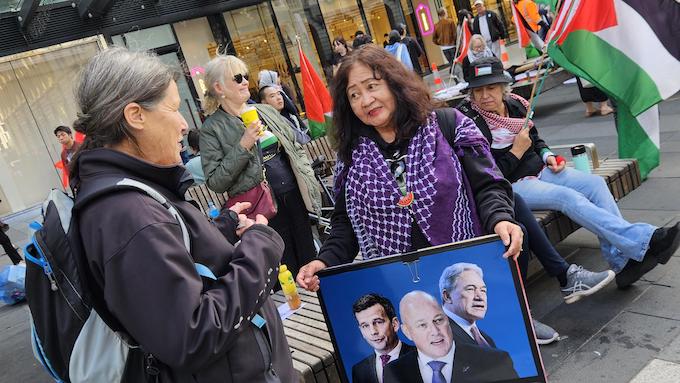 Protesters at today’s rally in Te Komititanga Square