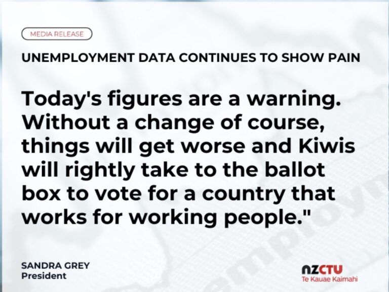 Unemployment data continues to show pain – NZCTU